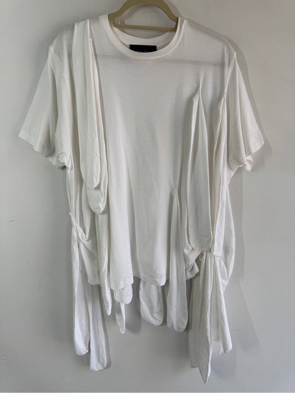Simone Rocha White Draped T-Shirt Medium Avant Garde Ruffle Designer Cotton Chic